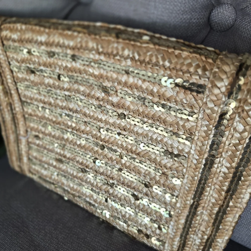 The Limited Gold Sequin Woven Clutch‎ Bag